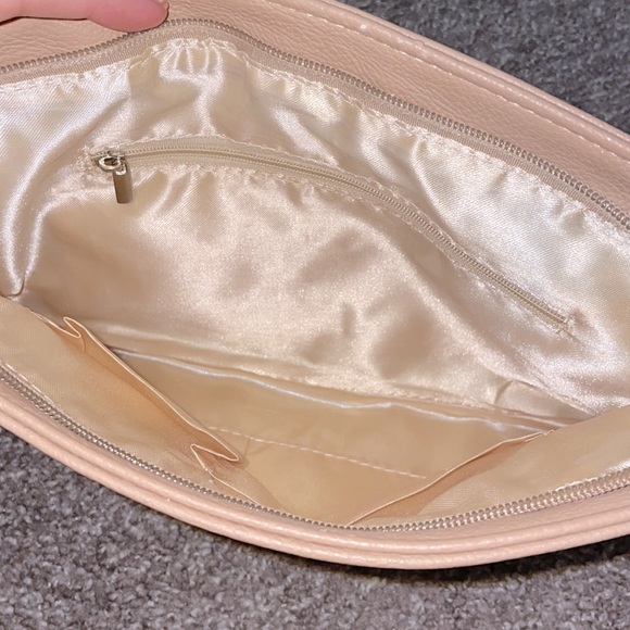 Vegan Faux Leather Beige Crossbody Studded Clutch Purse - Picture 5 of 9